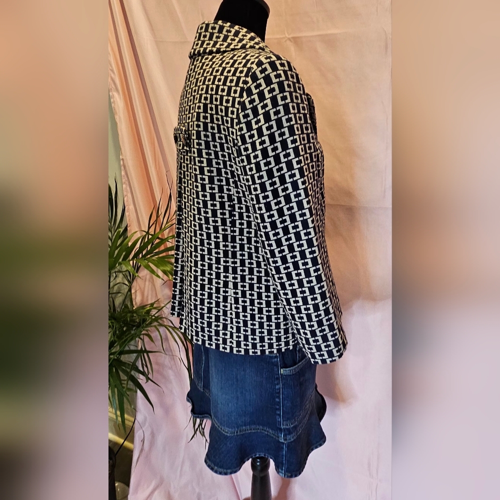 Ann Taylor LOFT Geometric Wool Blend Double Breasted Jacket Size 8 - Picture 9 of 12